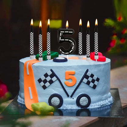 Birthday Candles Black White Checkered