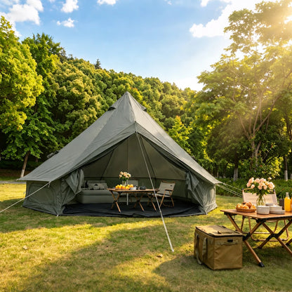 Bell Tent for Family Camping, Stove Jack, 4-8 People