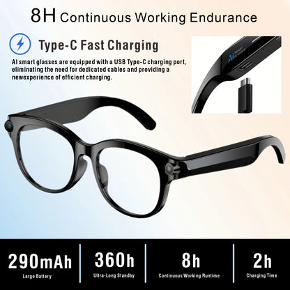 Smart Glasses With Camera,  Charger, 100+language Translation, Bluetooth