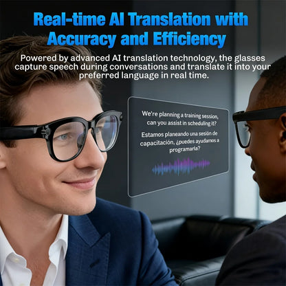 SENBONO 2026 AI Smart Glasses With HD Camera Portable Charger 100+language AI Translation Bluetooth Call Music Player Sunglasses
