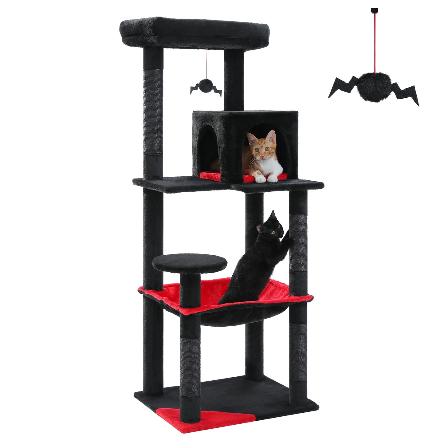 Tall Cat Tower with Large Hammock, Sisal Covered Scratching Post