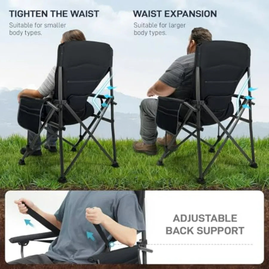 Oversized Folding Camping Chair with Adjustable Lumbar Support