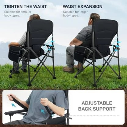 Oversized Folding Camping Chair with Adjustable Lumbar Support