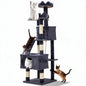 Multi-Level Cat Tower with 6 Scratching Posts, 2 Condos, 3 Perches, Hammock