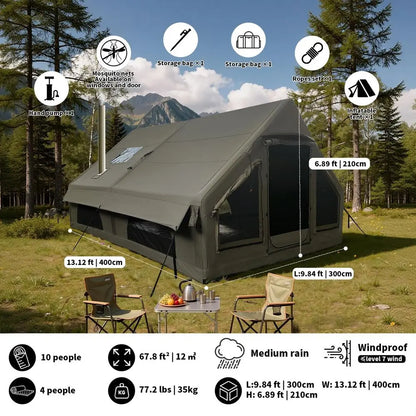 Inflatable Camping Tent, Stove Jack