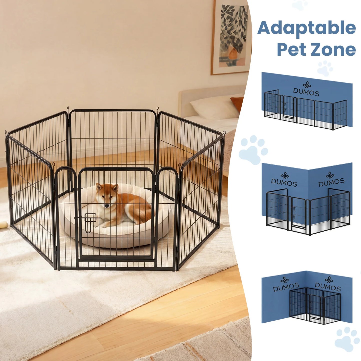 6 Panels Metal Dog Playpen  for Puppy Exercise