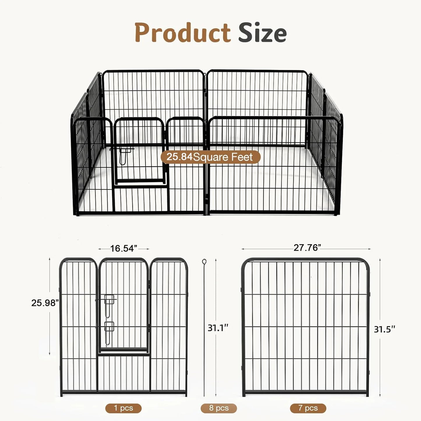Dog Playpen  24 Inch to 32 Inch Foldable for Camping