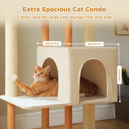 Multi-Level Cat Tree with Cat Condo, Sisal Scratching Posts, Soft Bed