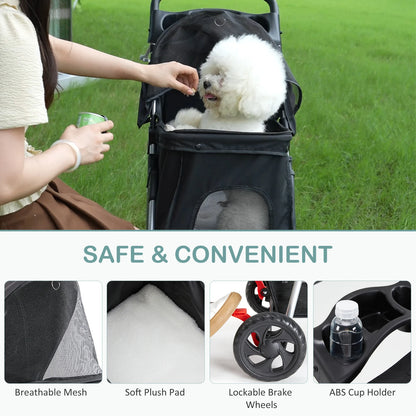Foldable Pet Stroller for Small Dogs and Cats