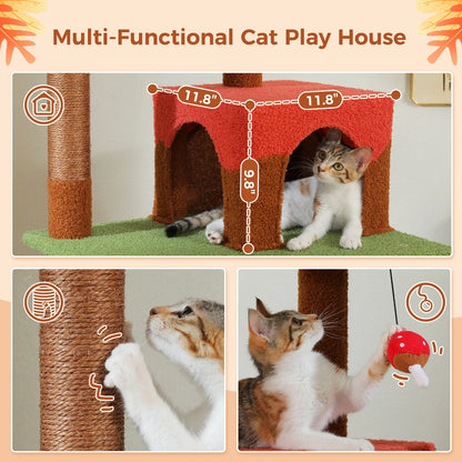 Cat Tree with Scratching Posts, Cat Condo, Hammock