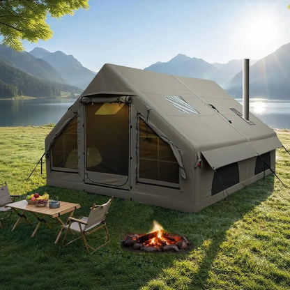 Inflatable Camping Tent, Stove Jack
