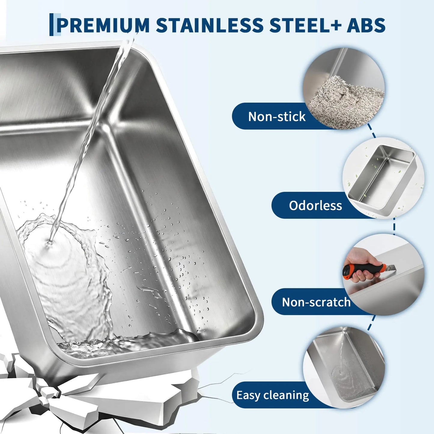 Enclosed Stainless Steel Litter Box With Lid