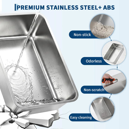Enclosed Stainless Steel Litter Box With Lid