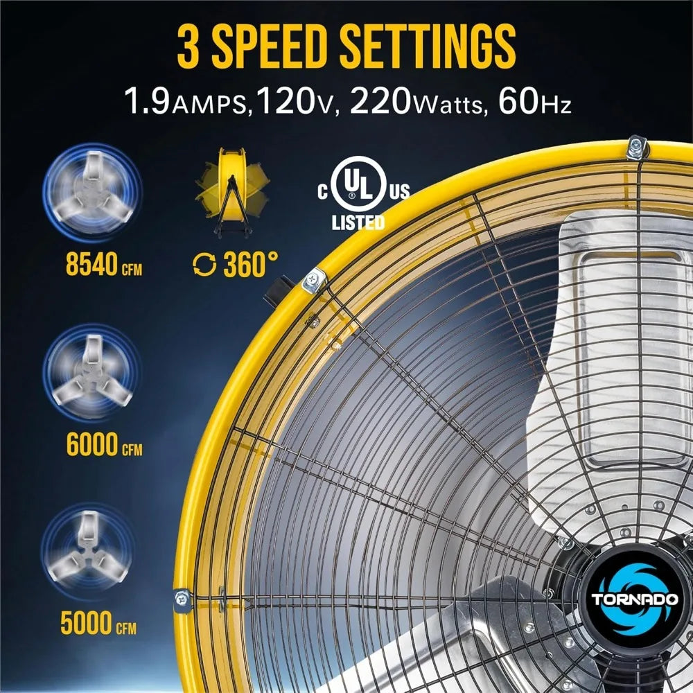 24" Metal Drum Fan, 3-Speed, Heavy Duty