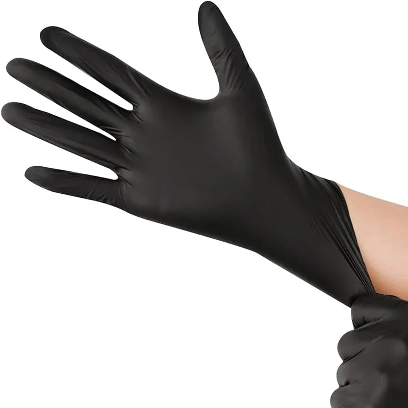 100PCS Black Nitrile Disposable Gloves Latex Free