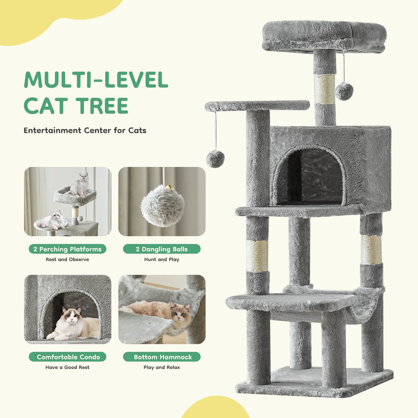 Tall Multi-Cat Climbing Tower for Indoor Cat