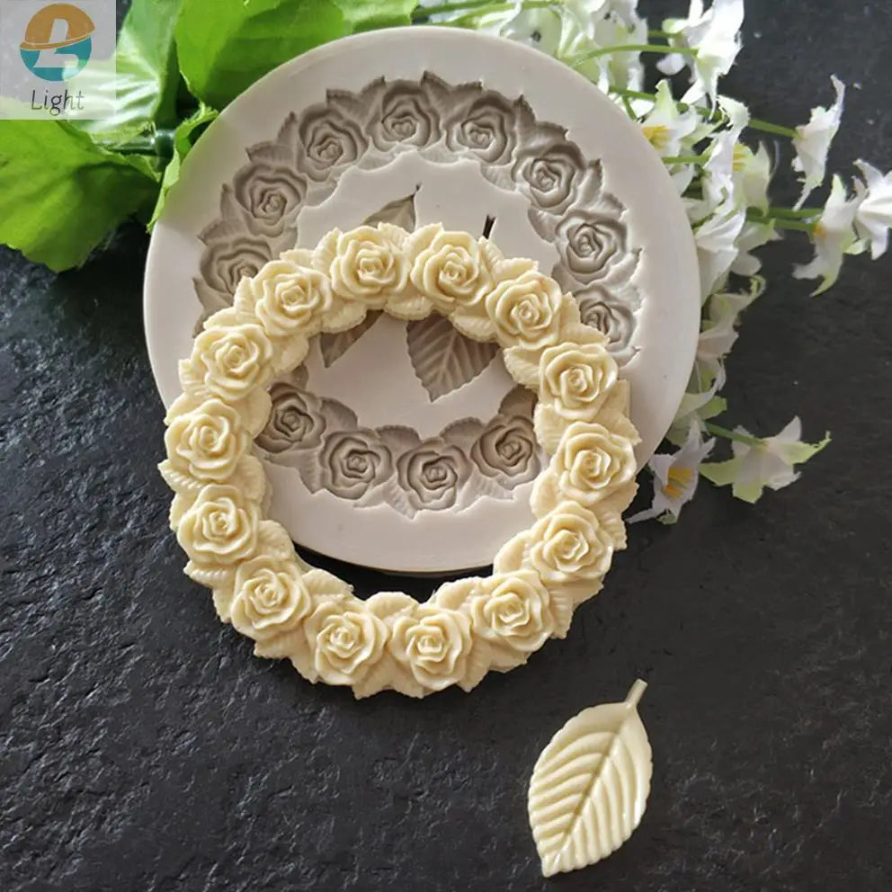 Rose Garland Silicone Fondant Mold For Cake