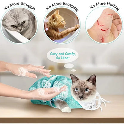 Mesh Cat Grooming Shower Bag
