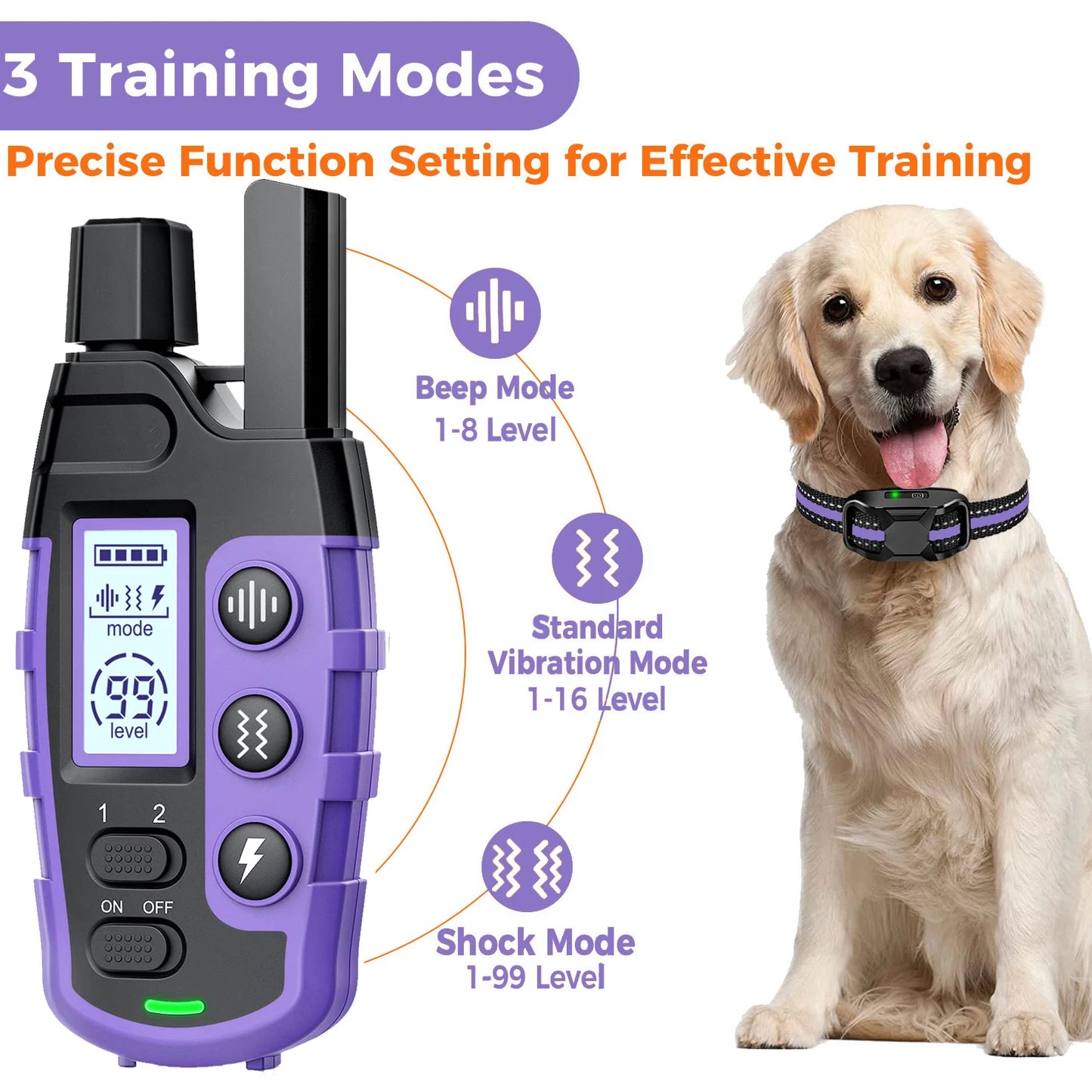 Electric Dog Training Collar For 5-120lbs Puppy