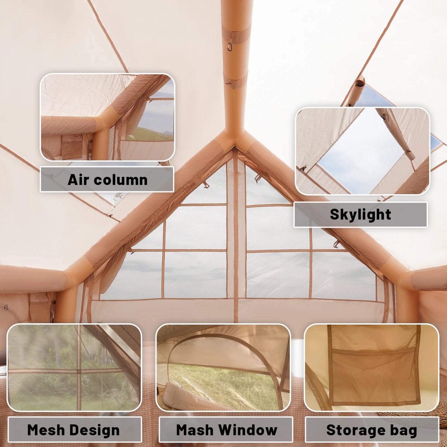 Inflatable Camping Tent, for 4-8 Persons,