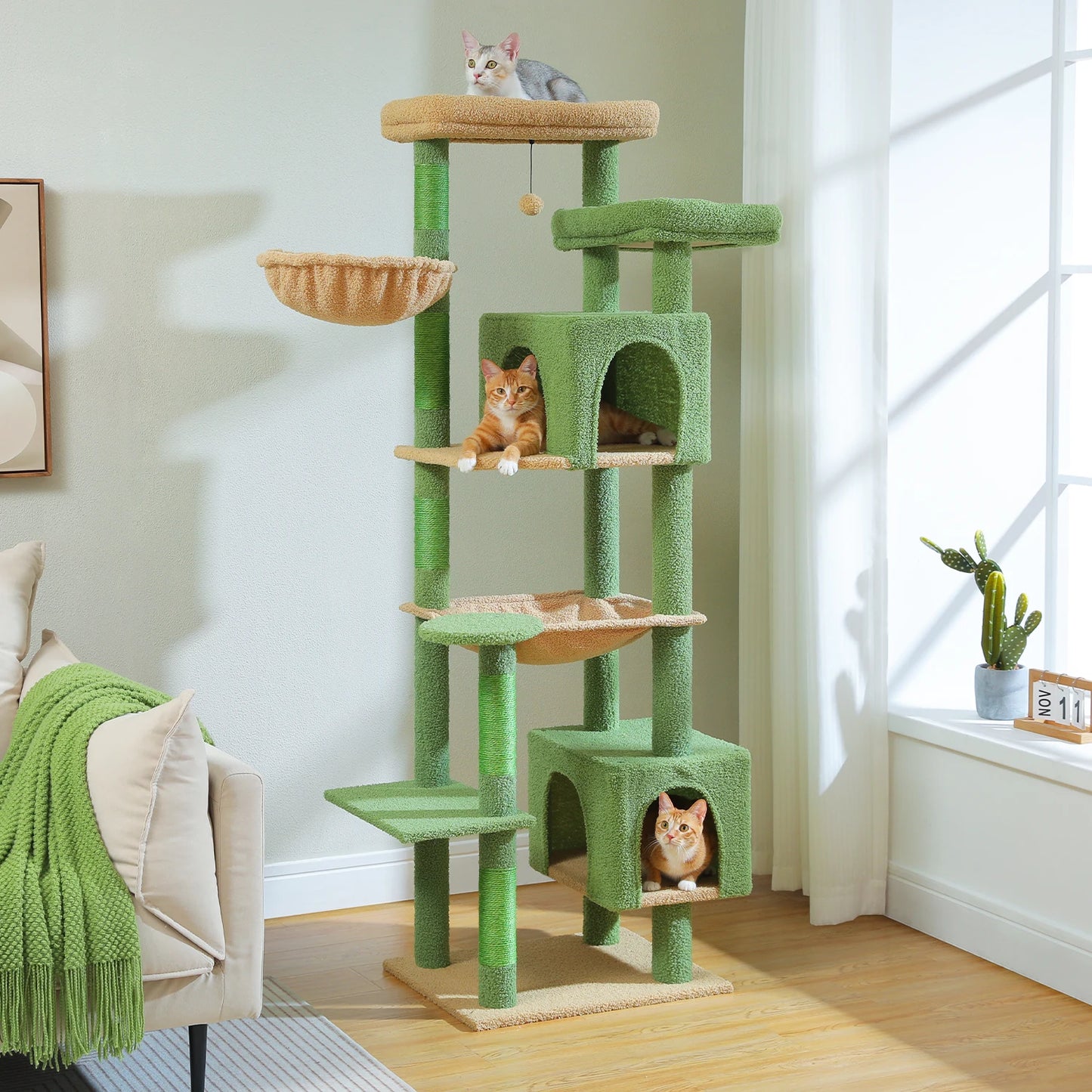 Cat Tree with Super Large Hammock, Scratching Posts