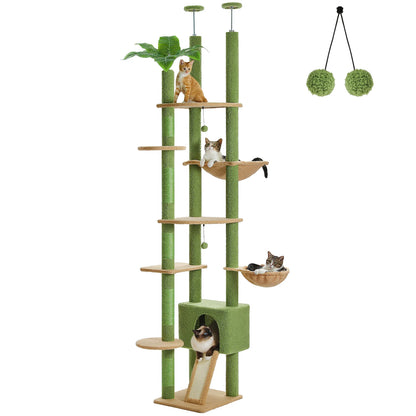 Floor to Ceiling Cat Tower with  Condo, Hammock, and Scratching Post