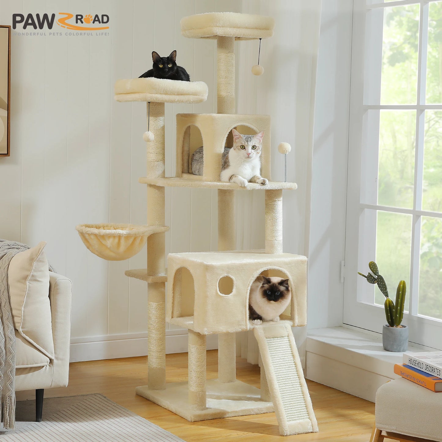Multi-Level Cat Tree Tower with Sisal Scratching Post