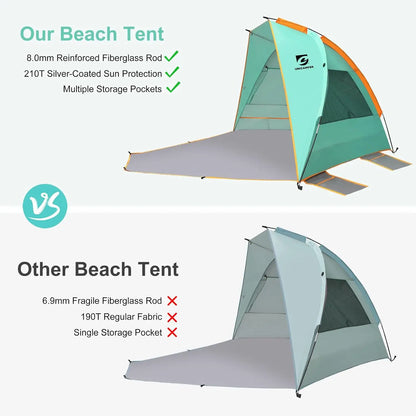 Beach Tent 3 Person with Extended Waterproof Floor