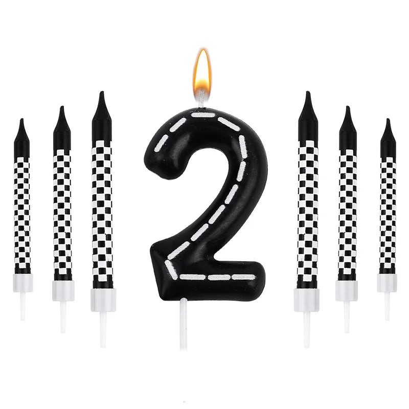 Birthday Candles Black White Checkered