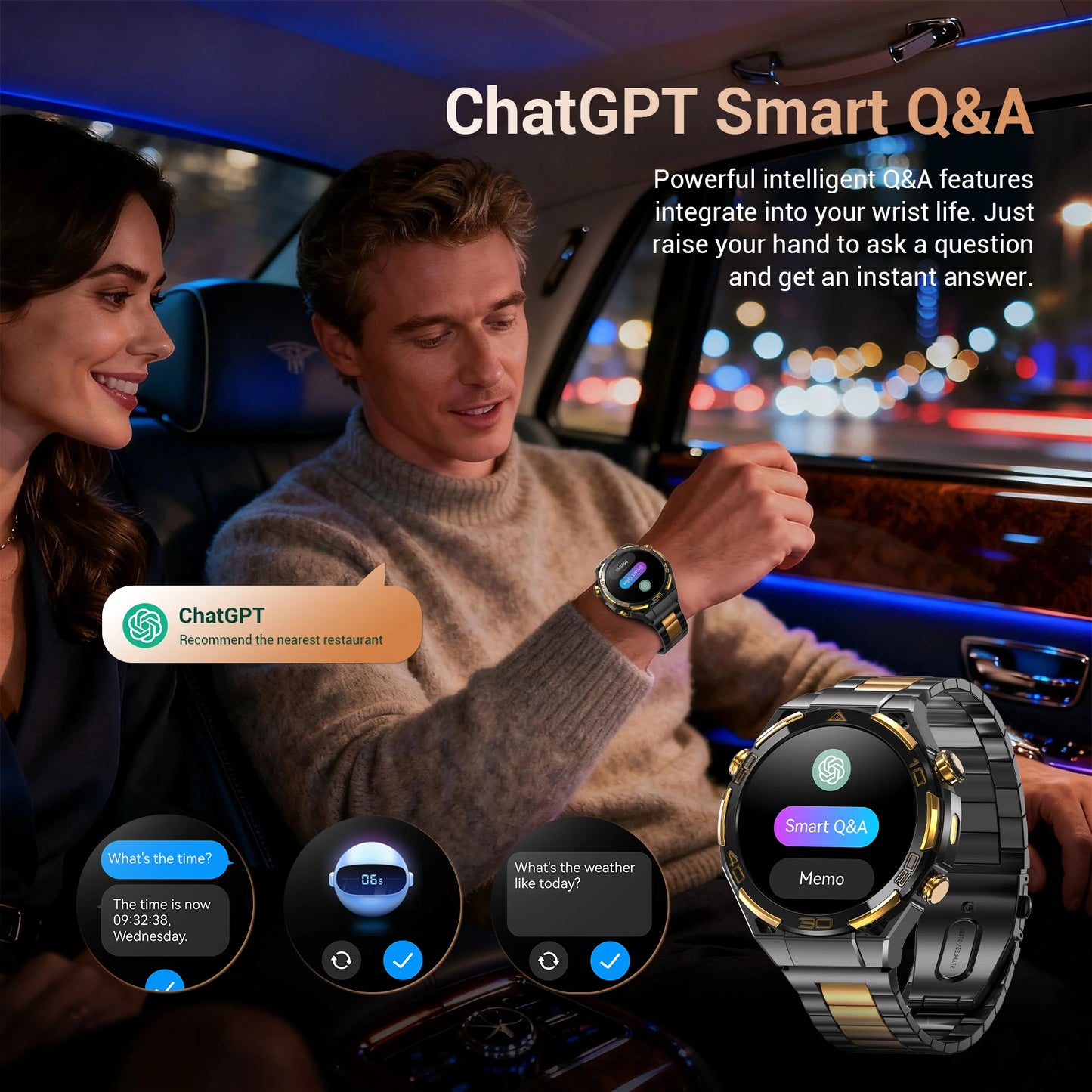 GPS Smartwatch with Flashlight, Bluetooth, Waterproof  for Men Women