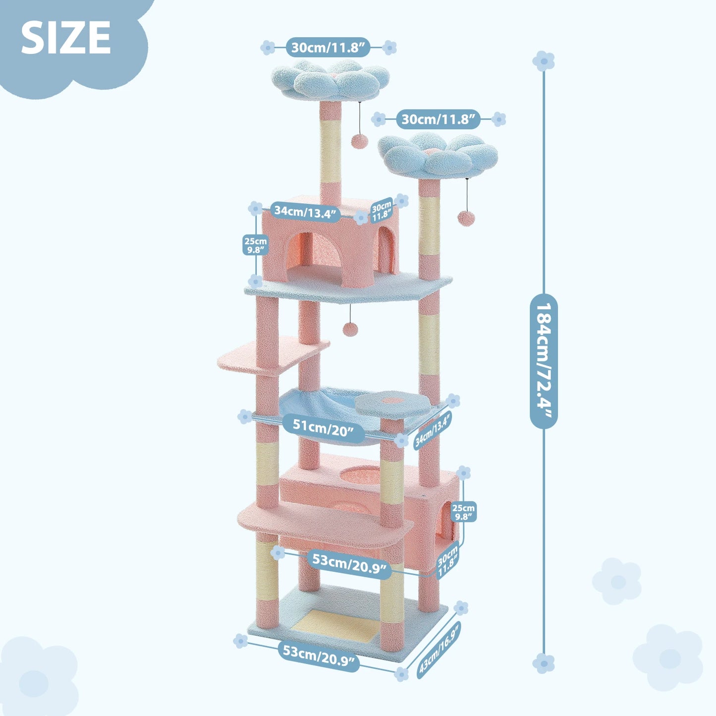 Cat Tree Tower With Sisal-Covered Scratching Posts, Hammock