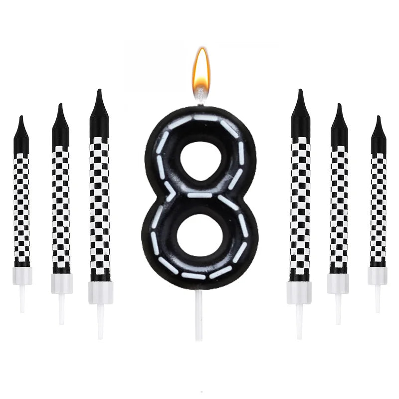 Birthday Candles Black White Checkered