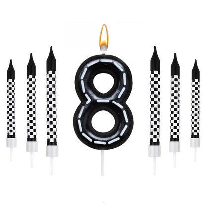 Birthday Candles Black White Checkered