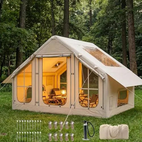 Inflatable Camping Tent With Skylight, Stove Jack