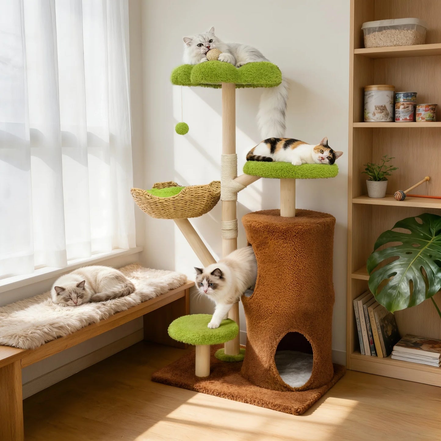 Cat Tree with Hanging Ball and Sisal Scratching Posts