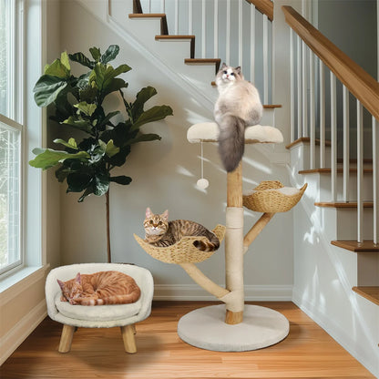 Cat Climbing Tree Solid Wood Activity Center