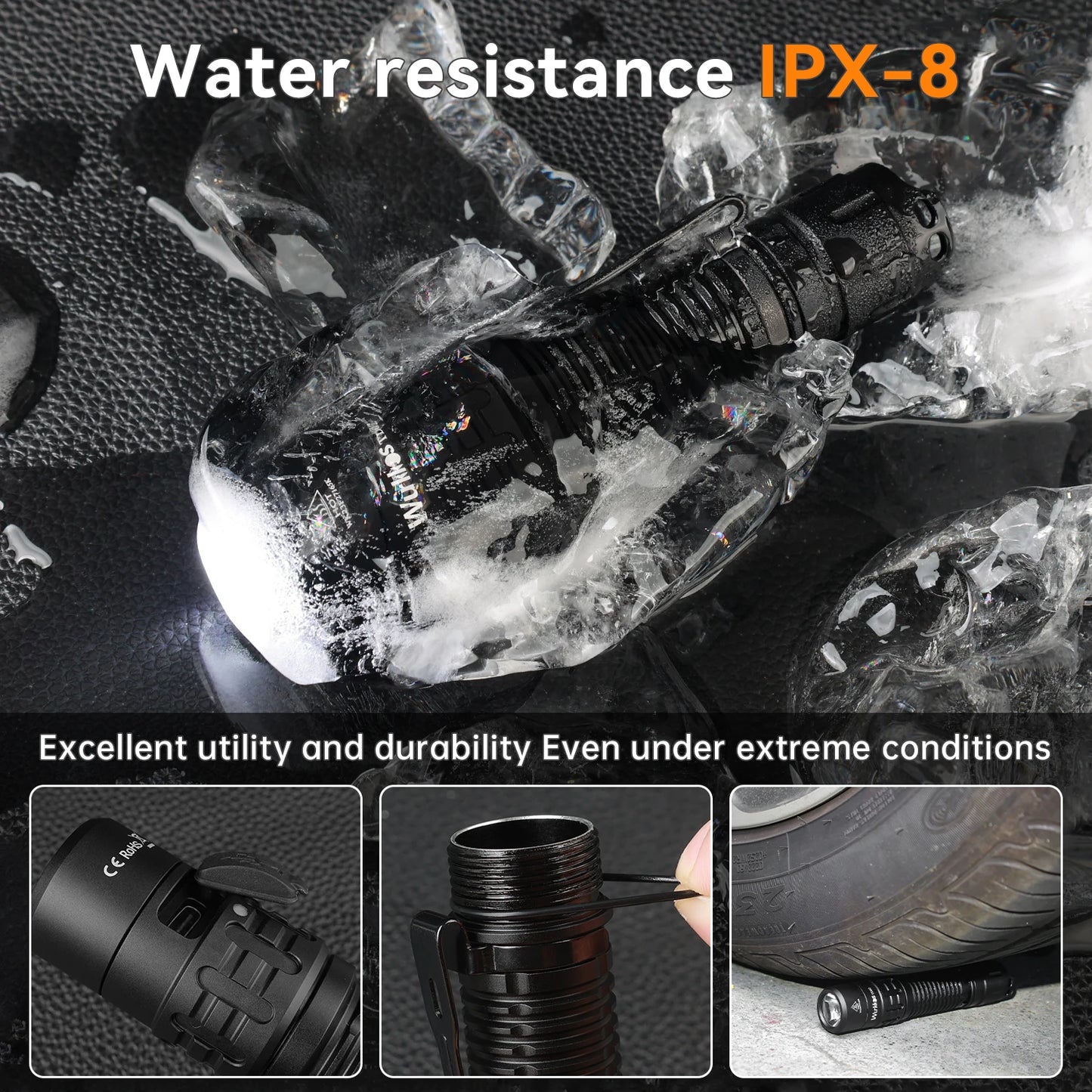Tactical Flashlight, 2000 Lumens, Rechargeable Battery