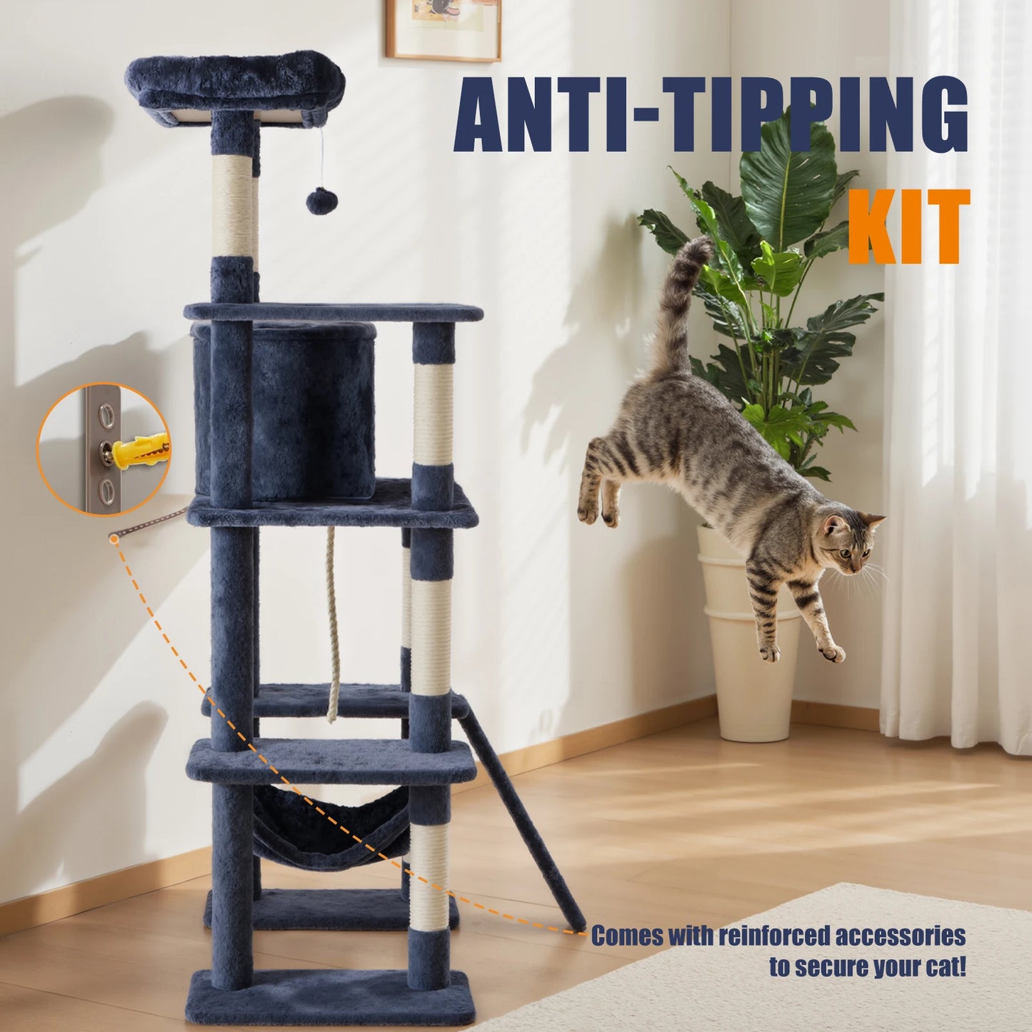 Cat Tree Tower, Sisal Scratching Posts, Multi Level Cat Climbing