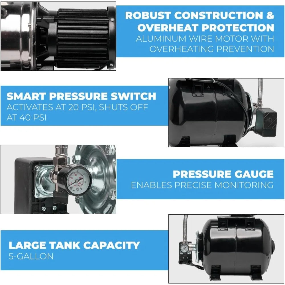 Shallow Well Pump with Pressure Tank,