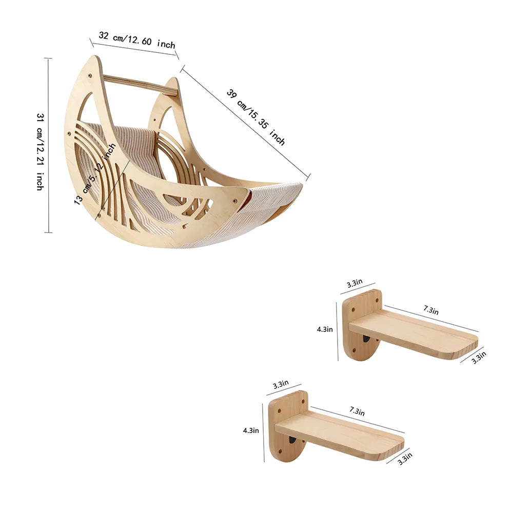 Wall Mounted Cat Shelves,  Hammock, Climbing Steps