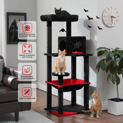 Tall Cat Tower with Large Hammock, Sisal Covered Scratching Post