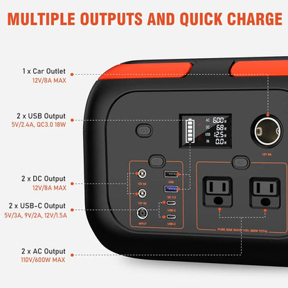 Portable Power Station, 110V AC Outlets For Camping