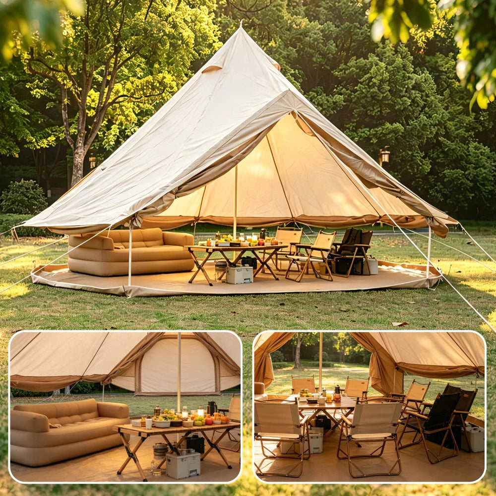 Bell Tent for Family Camping, Stove Jack, 4-8 People