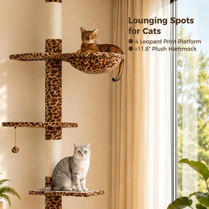 Cat Tree with Sisal Scratching Posts, Cozy Hammock