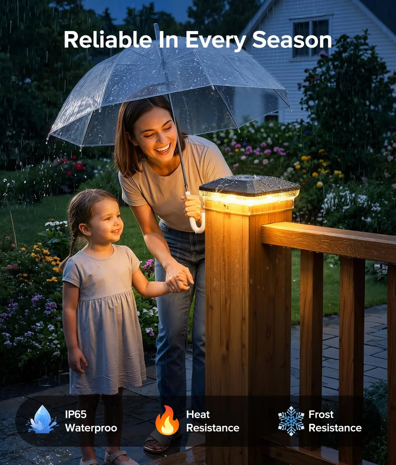 Solar Lights Outdoor Waterproof, Powered for Vinyl Wooden Post