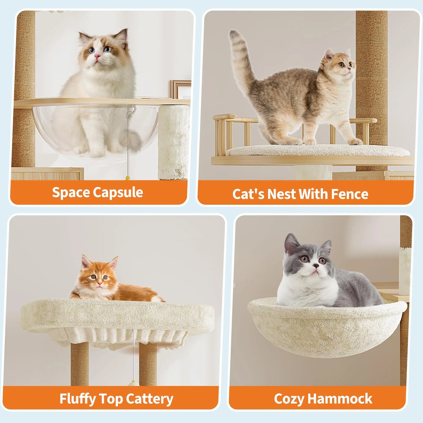 Cat Tree With Litter Box Enclosure, Sisal Scratching Posts And Hammock
