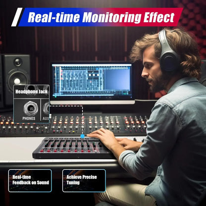 8 Channel Audio Mixer, Bluetooth, Power Amplifier, Sound Board