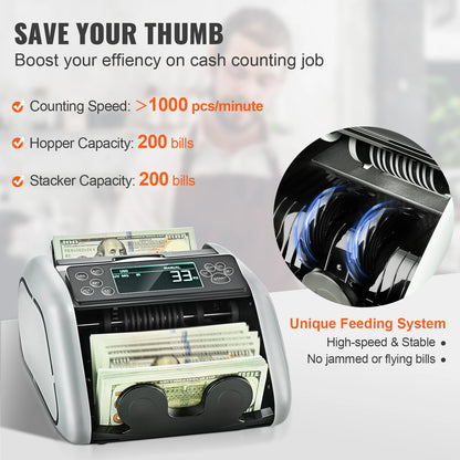 Money Counter Cash Register  Counterfeit Bill Detector