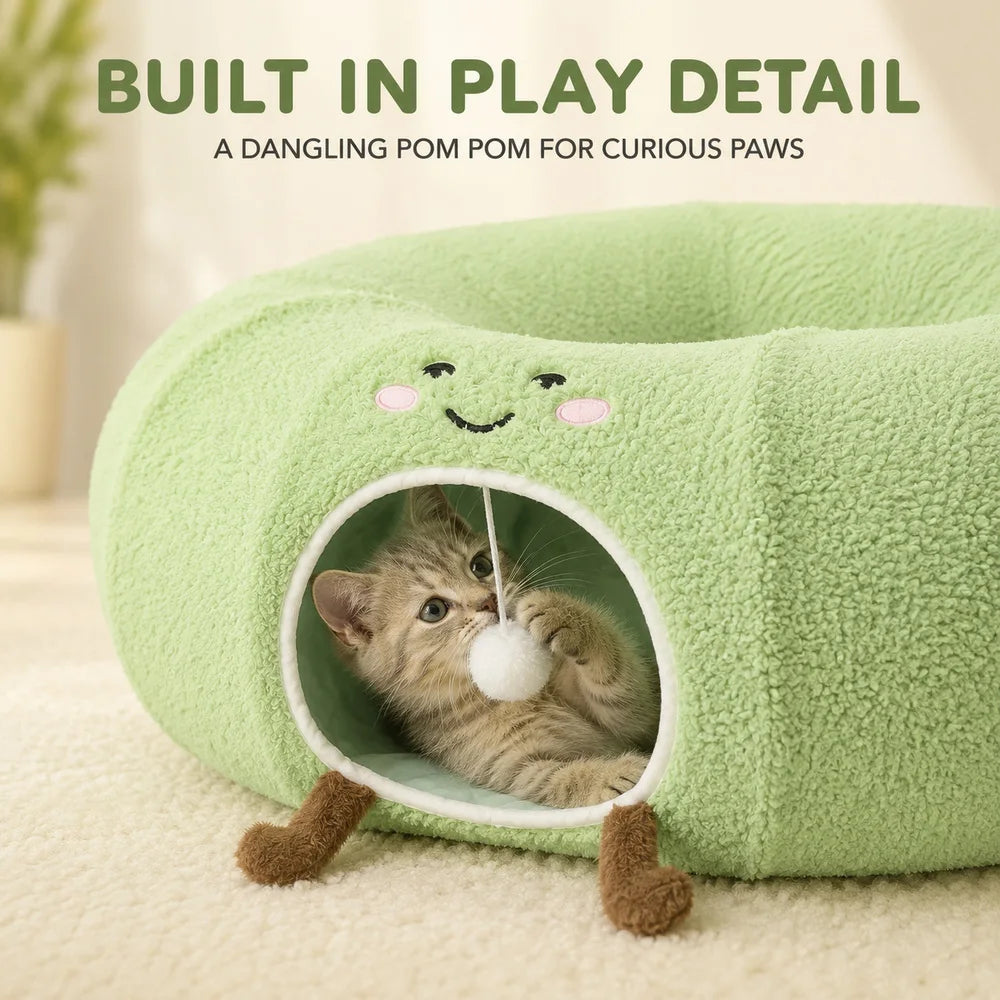 Convertible Cat Tunnel Bed With Hanging Ball