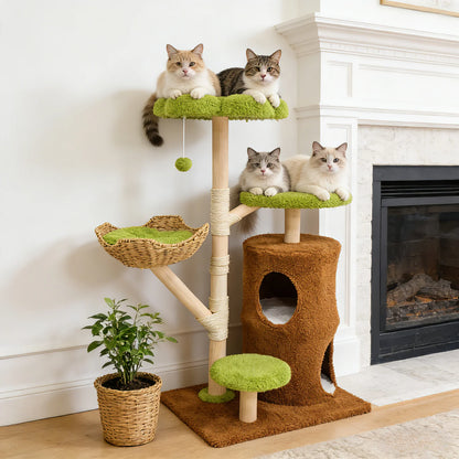 Cat Tree with Hanging Ball and Sisal Scratching Posts